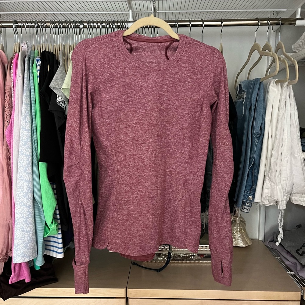 Lululemon Pink Heather Long Sleeve Shirt Sz 6